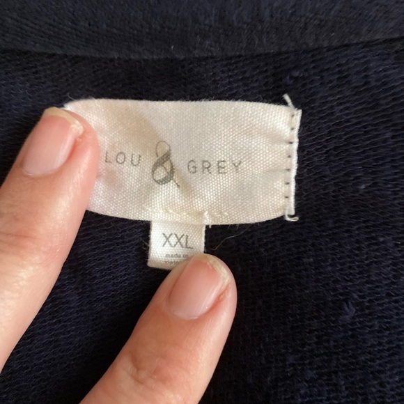 LOU & GREY signature soft v-neck short sleeve sweatshirt Navy blue women’s XXL - Picture 6 of 7